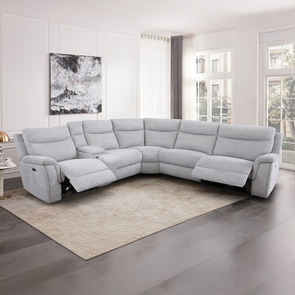 Large Sectional Corner Modular Lounge Suite in Fabric with Electric Recliner V43-SOF-HRLEY-GR
