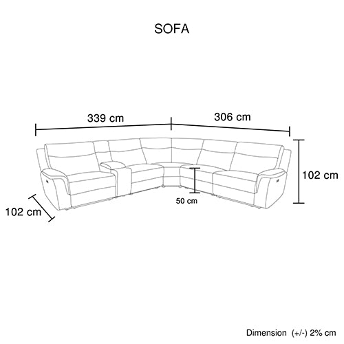 Large Sectional Corner Modular Lounge Suite in Fabric with Electric Recliner V43-SOF-HRLEY-GR