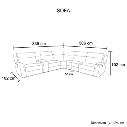 Large Sectional Corner Modular Lounge Suite in Fabric with Electric Recliner V43-SOF-HRLEY-GR
