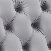 Single Seater Grey Sofa Classic Armchair Button Tufted in Velvet Fabric with Metal Legs V43-SOF-JAQS1SGR