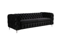 3 Seater Sofa Classic Button Tufted Lounge in Black Velvet Fabric with Metal Legs V43-SOF-JAQS3SBL
