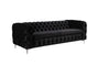 3 Seater Sofa Classic Button Tufted Lounge in Black Velvet Fabric with Metal Legs V43-SOF-JAQS3SBL