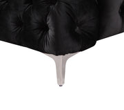 3 Seater Sofa Classic Button Tufted Lounge in Black Velvet Fabric with Metal Legs V43-SOF-JAQS3SBL