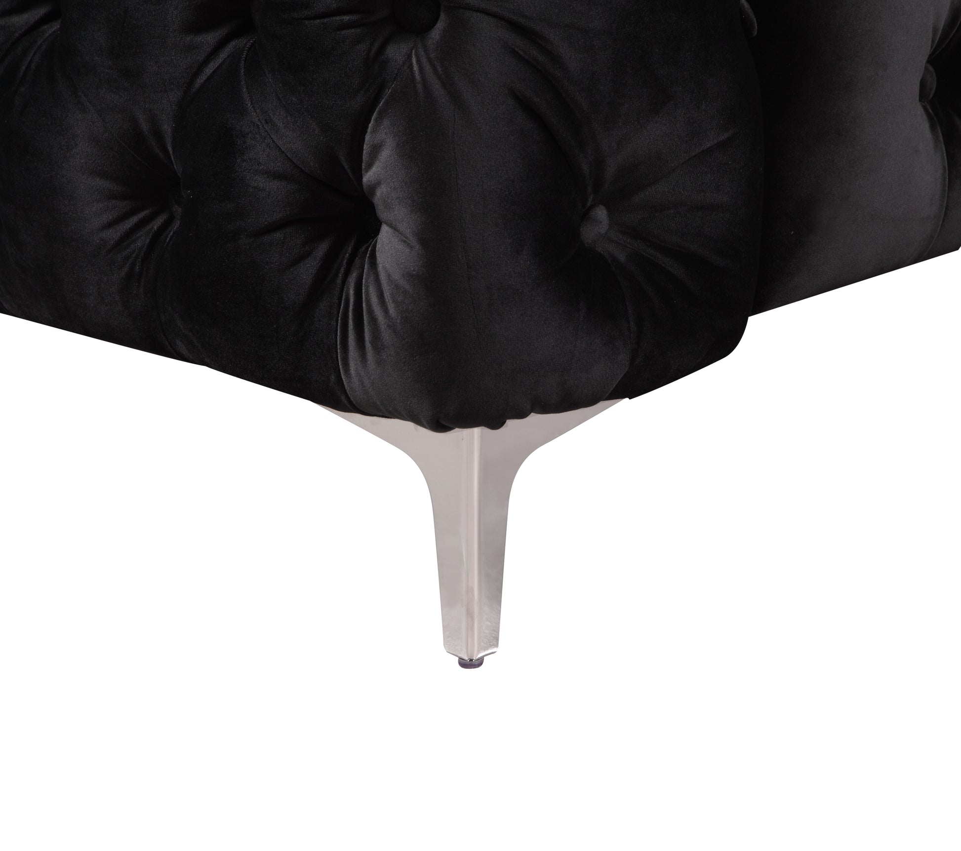 3 Seater Sofa Classic Button Tufted Lounge in Black Velvet Fabric with Metal Legs V43-SOF-JAQS3SBL