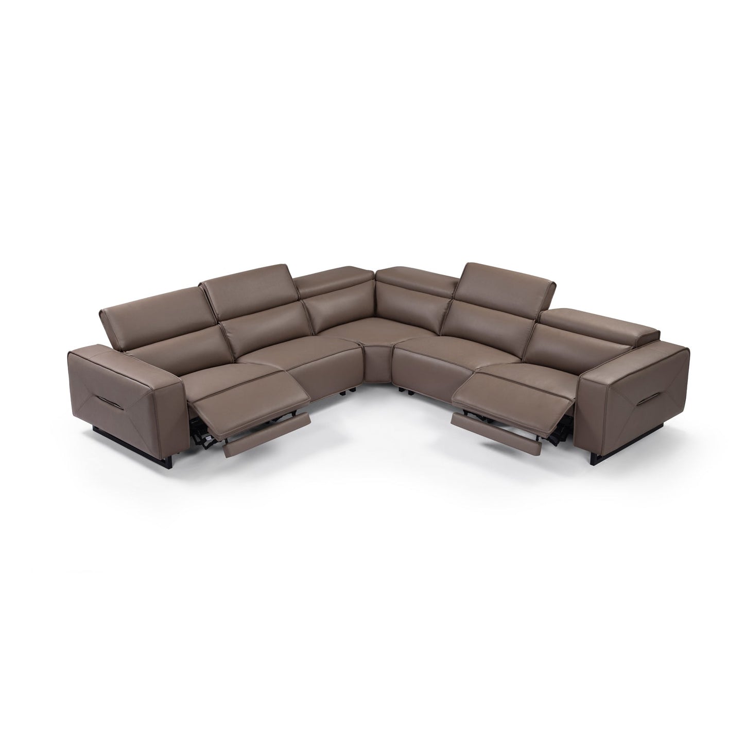 5 Seater Real Cow Leather Sofa with Power Recliner Adjustable Headrest Wooden Frame Corner Lounge V43-SOF-JCSN-CH