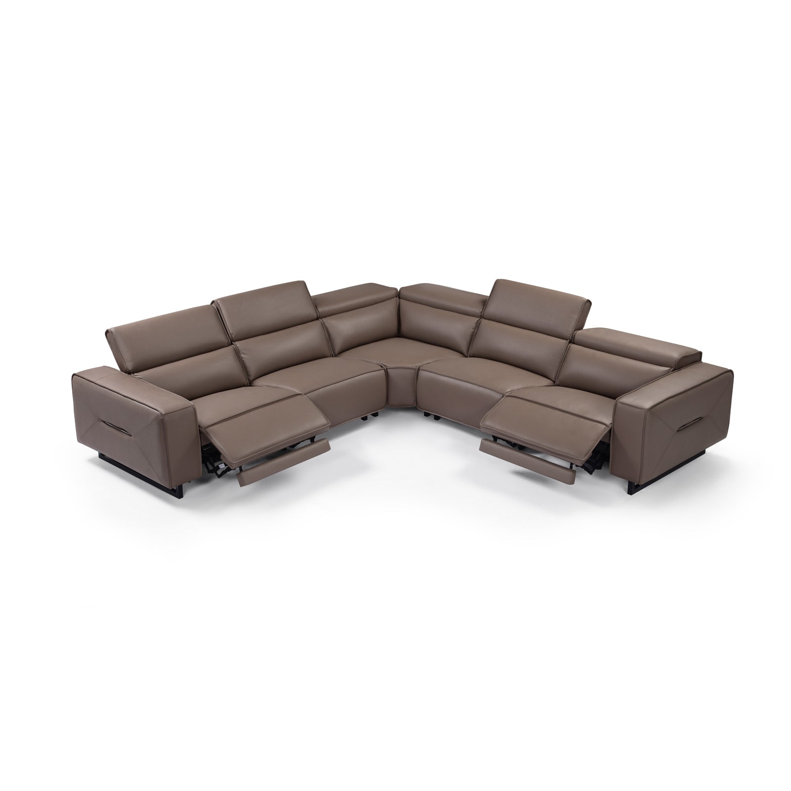 5 Seater Real Cow Leather Sofa with Power Recliner Adjustable Headrest Wooden Frame Corner Lounge V43-SOF-JCSN-CH
