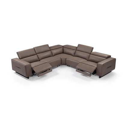 5 Seater Real Cow Leather Sofa with Power Recliner Adjustable Headrest Wooden Frame Corner Lounge V43-SOF-JCSN-CH