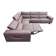 5 Seater Real Cow Leather Sofa with Power Recliner Adjustable Headrest Wooden Frame Corner Lounge V43-SOF-JCSN-CH