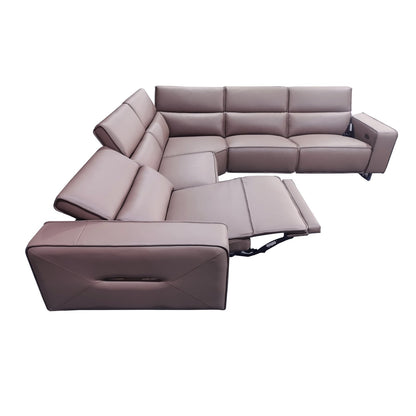 5 Seater Real Cow Leather Sofa with Power Recliner Adjustable Headrest Wooden Frame Corner Lounge V43-SOF-JCSN-CH