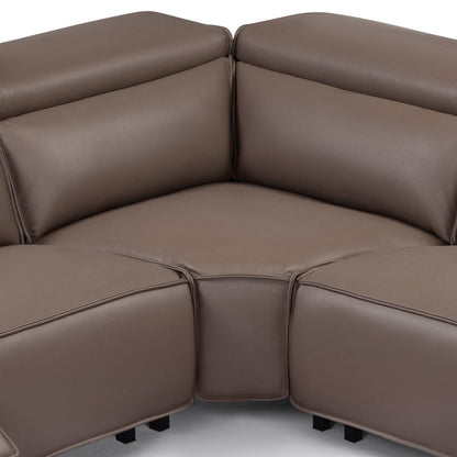 5 Seater Real Cow Leather Sofa with Power Recliner Adjustable Headrest Wooden Frame Corner Lounge V43-SOF-JCSN-CH