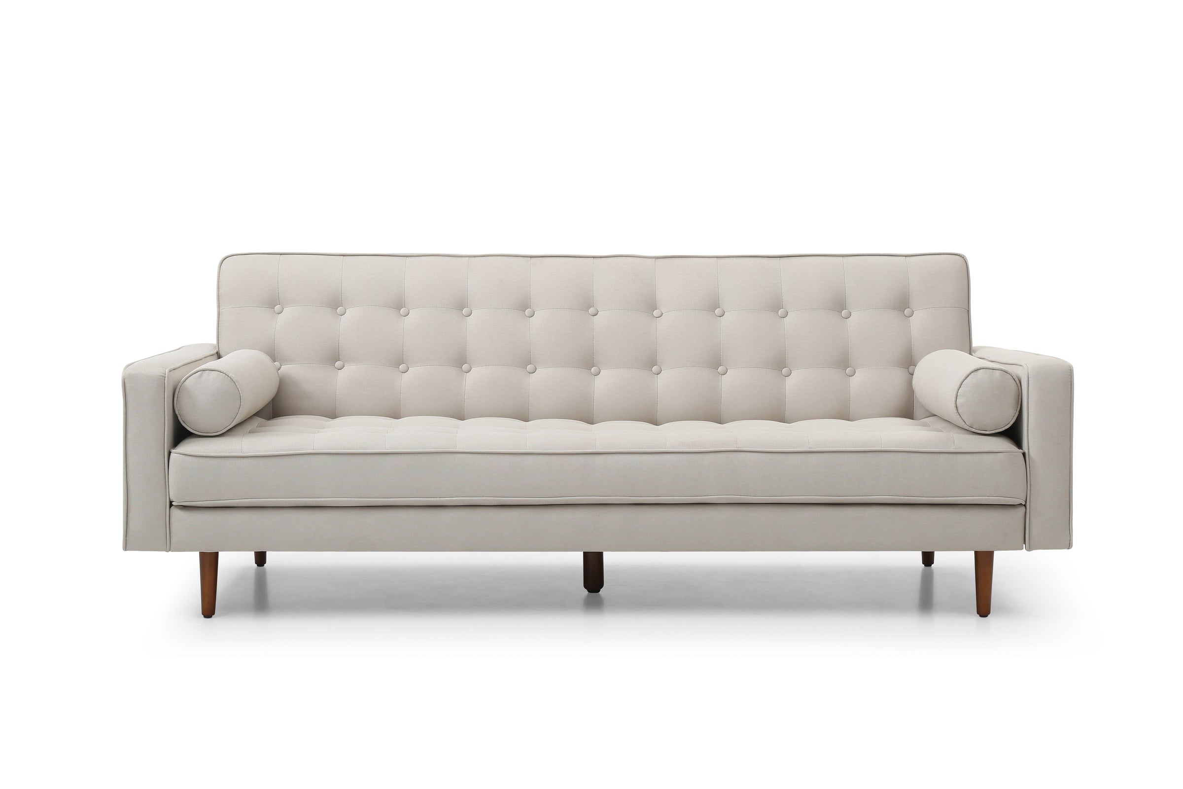Sofa Bed 3 Seater Button Tufted Lounge Set for Living Room Couch in Fabric Beige Colour V43-SOF-MARC-BG