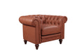 Single Seater Brown Sofa Lounge Button Tufted in Faux Leather V43-SOF-MDL1SBR
