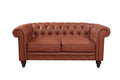 2 Seater Brown Sofa Lounge Button Tufted in Faux Leather V43-SOF-MDL2SBR