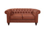 2 Seater Brown Sofa Lounge Button Tufted in Faux Leather V43-SOF-MDL2SBR