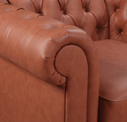 2 Seater Brown Sofa Lounge Button Tufted in Faux Leather V43-SOF-MDL2SBR