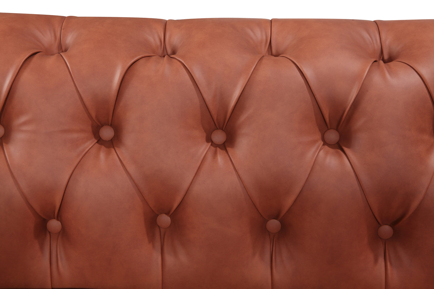 2 Seater Brown Sofa Lounge Button Tufted in Faux Leather V43-SOF-MDL2SBR