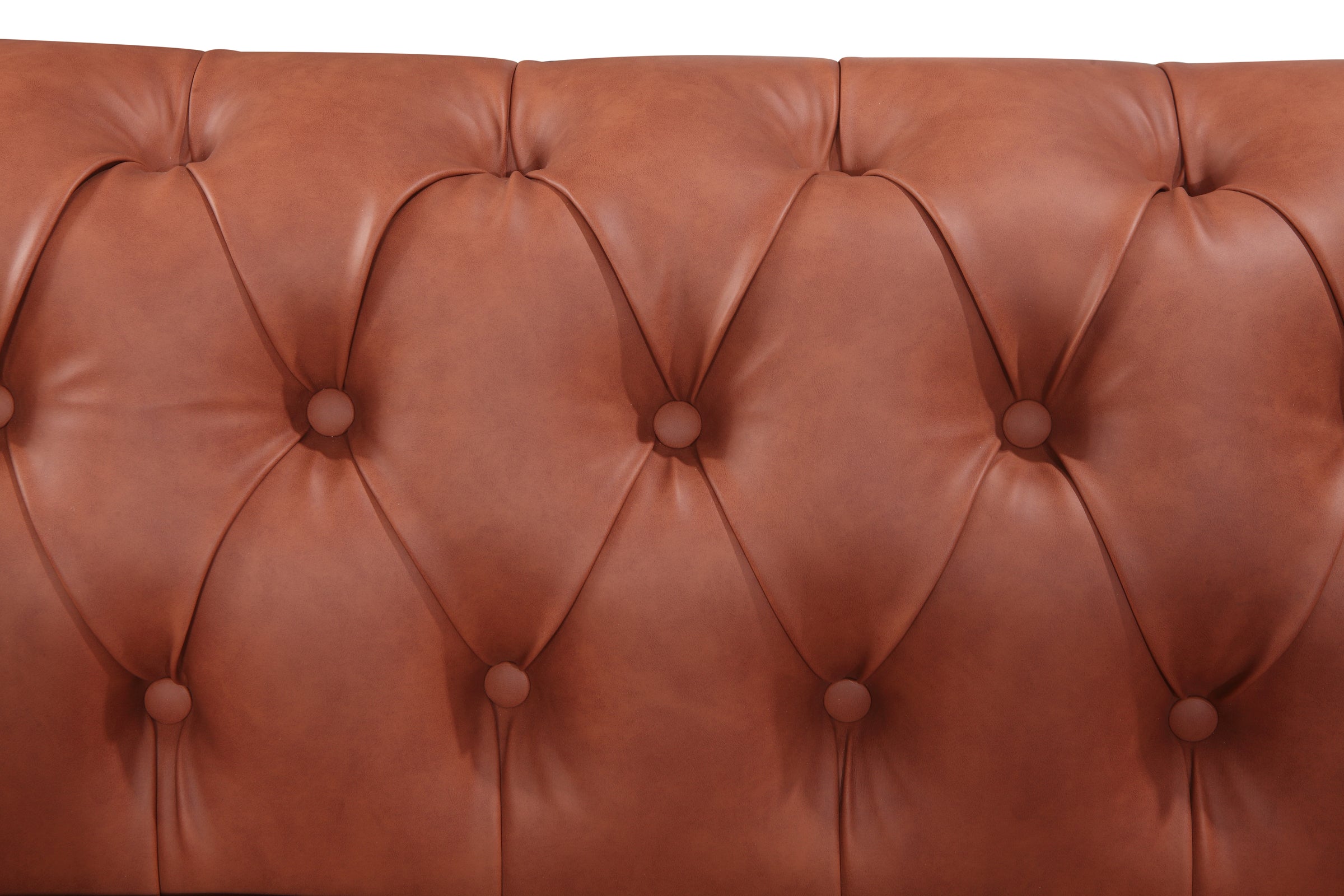 2 Seater Brown Sofa Lounge Button Tufted in Faux Leather V43-SOF-MDL2SBR