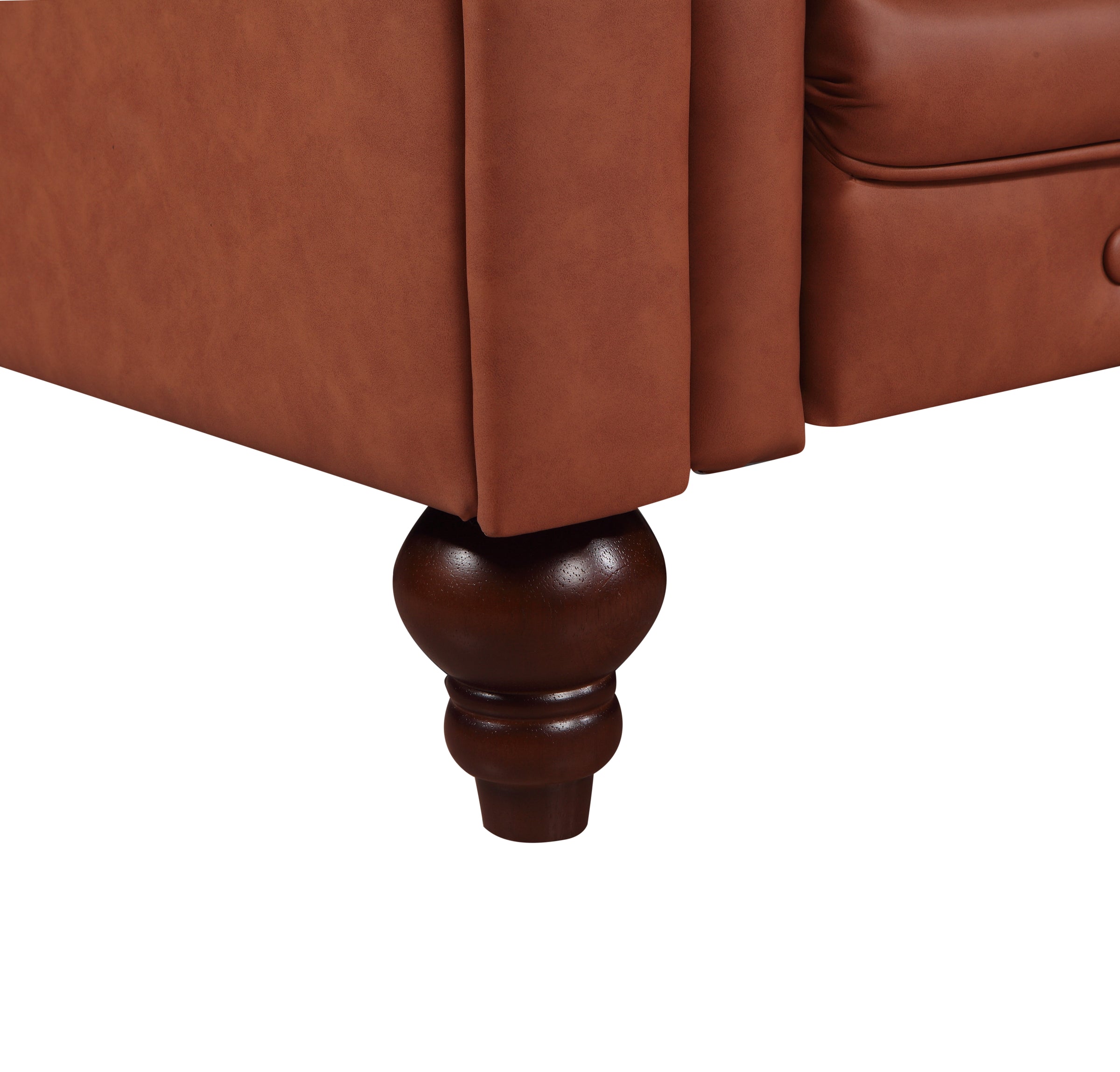 3 Seater Brown Sofa Lounge Button Tufted in Faux Leather V43-SOF-MDL3SBR