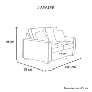 Milano 2 Seater Sofa Set Polyester Fabric Multilayer Two Pillows Attached Individual Pocket Spring V43-SOF-MLN-2SGR