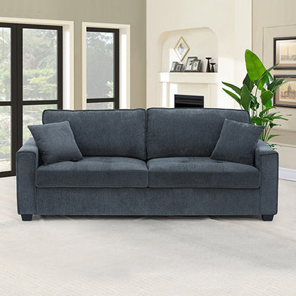 3 Seater Sofa Set Polyester Fabric Charcoal Multilayer Two Pillows Individual Pocket Spring V43-SOF-MLN-3SCH