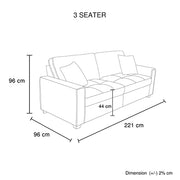 3 Seater Sofa Set Polyester Fabric Charcoal Multilayer Two Pillows Individual Pocket Spring V43-SOF-MLN-3SCH