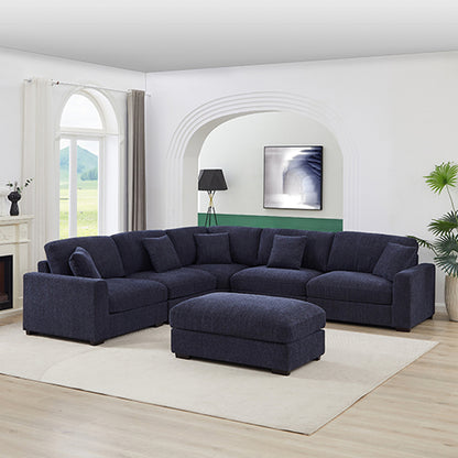 Orion Corner Sofa Premium Fabric Upholstery Padded Seat Wooden Frame Rubber Wooden Legs with Ottoman V43-SOF-ORIN