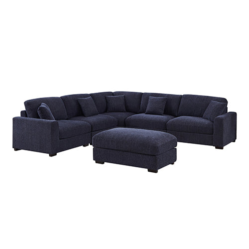 Orion Corner Sofa Premium Fabric Upholstery Padded Seat Wooden Frame Rubber Wooden Legs with Ottoman V43-SOF-ORIN