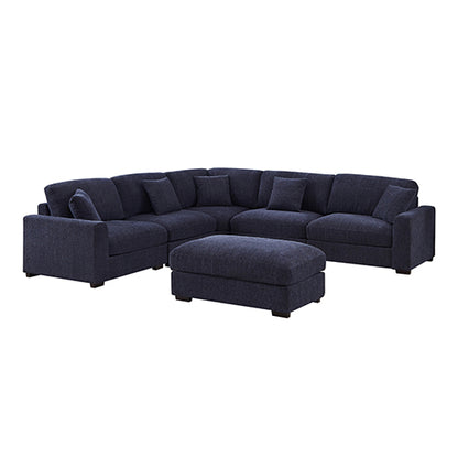 Orion Corner Sofa Premium Fabric Upholstery Padded Seat Wooden Frame Rubber Wooden Legs with Ottoman V43-SOF-ORIN