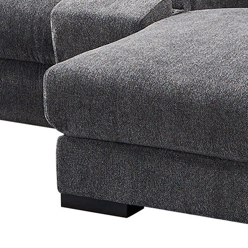 Grey Colour Corner Sofa Chaise Premium Fabric Electric Recliner With Manual Headrest Cup-Holder Charging V43-SOF-SRNTO
