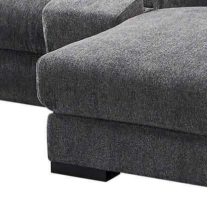 Grey Colour Corner Sofa Chaise Premium Fabric Electric Recliner With Manual Headrest Cup-Holder Charging V43-SOF-SRNTO
