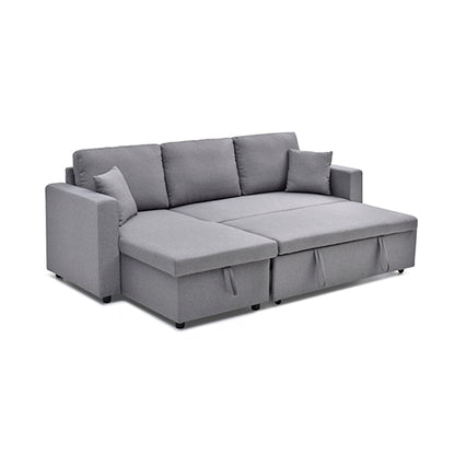 Multifunctional Sofa Bed Fabric Upholstery Chaise Section Comfy Cushions Armrests V43-SOF-SWK-GR