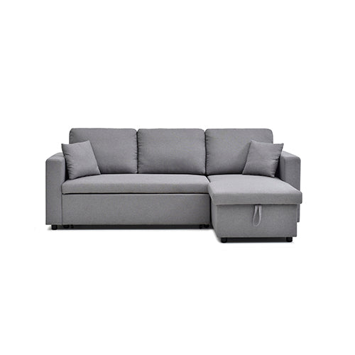 Multifunctional Sofa Bed Fabric Upholstery Chaise Section Comfy Cushions Armrests V43-SOF-SWK-GR