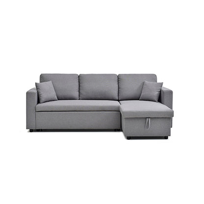 Multifunctional Sofa Bed Fabric Upholstery Chaise Section Comfy Cushions Armrests V43-SOF-SWK-GR