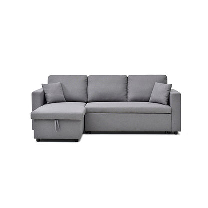 Multifunctional Sofa Bed Fabric Upholstery Chaise Section Comfy Cushions Armrests V43-SOF-SWK-GR