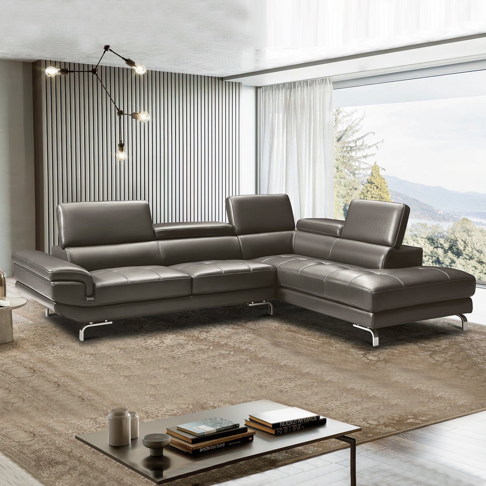 Vienna Sofa Faux Leather 5 Seater Grey V43-SOF-VIN-GRN