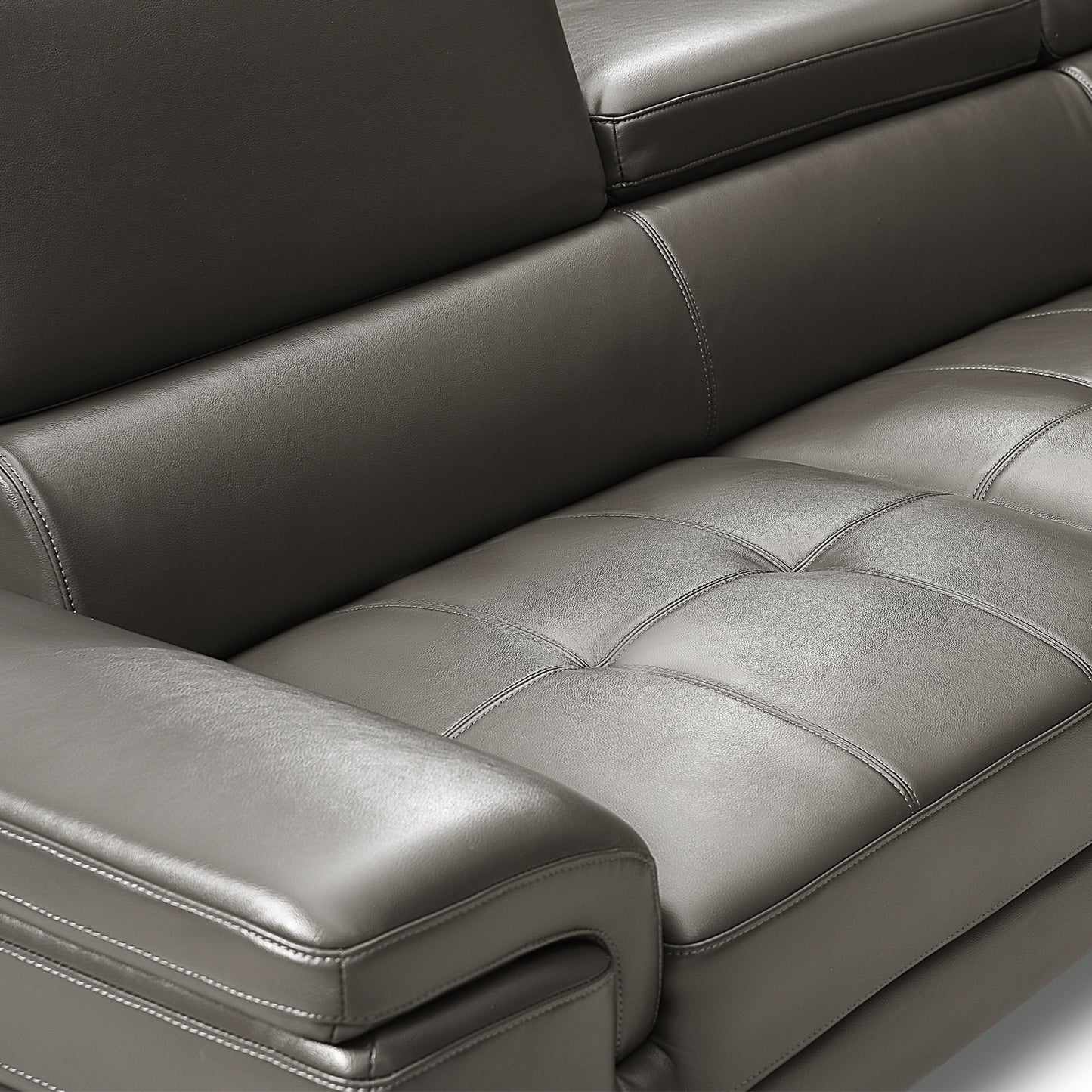 Vienna Sofa Faux Leather 5 Seater Grey V43-SOF-VIN-GRN