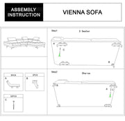 Vienna Sofa Faux Leather 5 Seater Grey V43-SOF-VIN-GRN