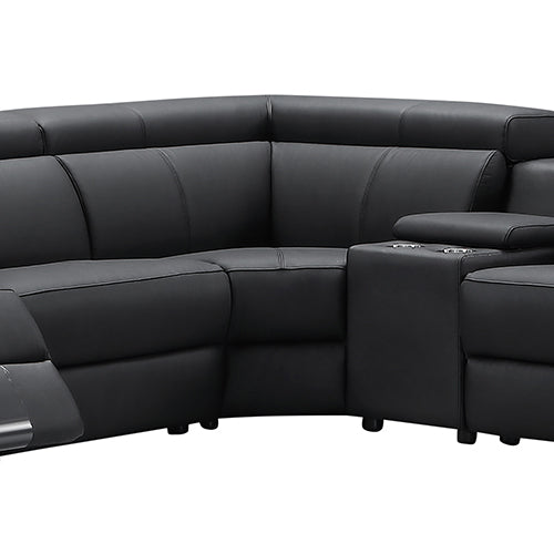 Washington Genuine Leather 6 Seater Corner Sofa With 2 Electric Recliners And Reversible Console V43-SOF-WSHTN-BL