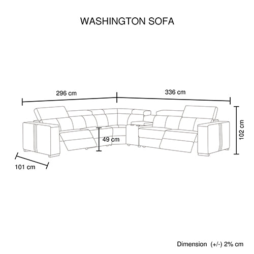 Washington Genuine Leather 6 Seater Corner Sofa With 2 Electric Recliners And Reversible Console V43-SOF-WSHTN-CR