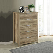 Tallboy with 5 Storage Drawers Natural Wood like MDF in Oak Colour V43-TBY-CELOAK