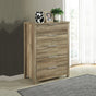 Tallboy with 5 Storage Drawers Natural Wood like MDF in Oak Colour V43-TBY-CELOAK