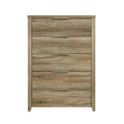 Tallboy with 5 Storage Drawers Natural Wood like MDF in Oak Colour V43-TBY-CELOAK