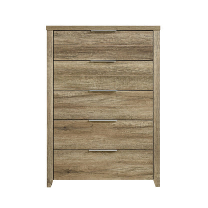 Tallboy with 5 Storage Drawers Natural Wood like MDF in Oak Colour V43-TBY-CELOAK