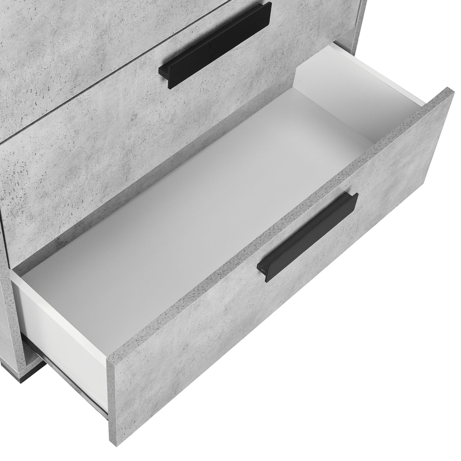 Dressing Chest With 6 Storage Drawers MDF Mirror Combination of Black & Cement Colour V43-TBY-COP