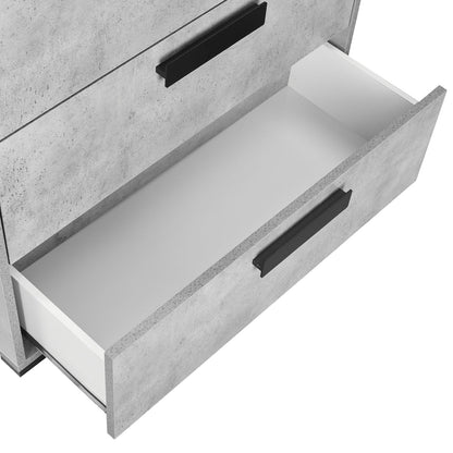 Dressing Chest With 6 Storage Drawers MDF Mirror Combination of Black & Cement Colour V43-TBY-COP