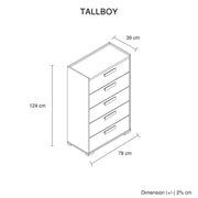 Dressing Chest With 6 Storage Drawers MDF Mirror Combination of Black & Cement Colour V43-TBY-COP