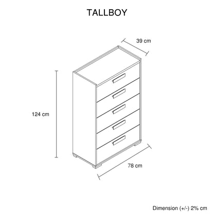 Dressing Chest With 6 Storage Drawers MDF Mirror Combination of Black & Cement Colour V43-TBY-COP