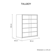 Prado Tallboy MDF Construction Fabric Upholstery Iron Feet V43-TBY-PRD