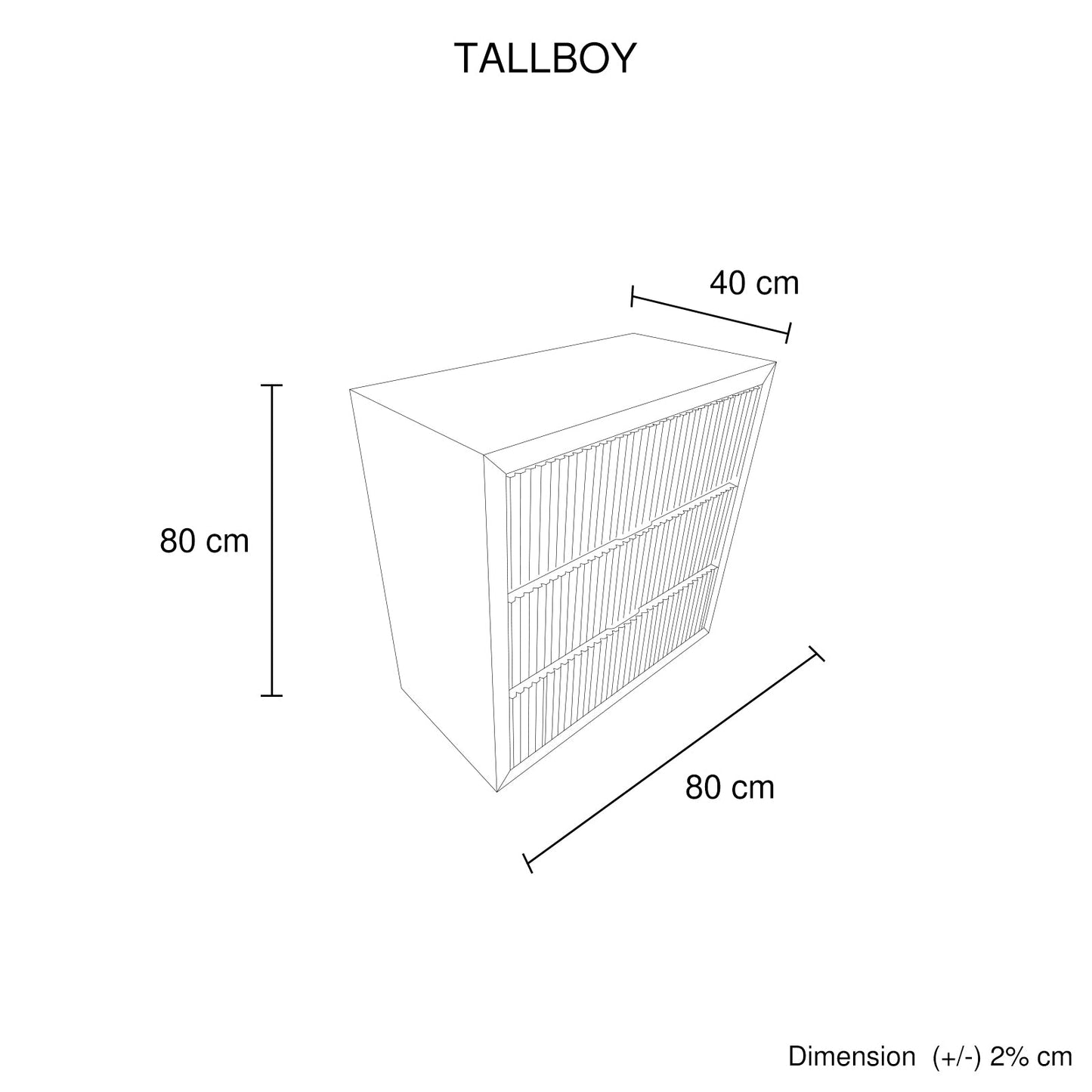 Tallboy MDF Brown Colour Waveform Design Three Drawers V43-TBY-TOBY