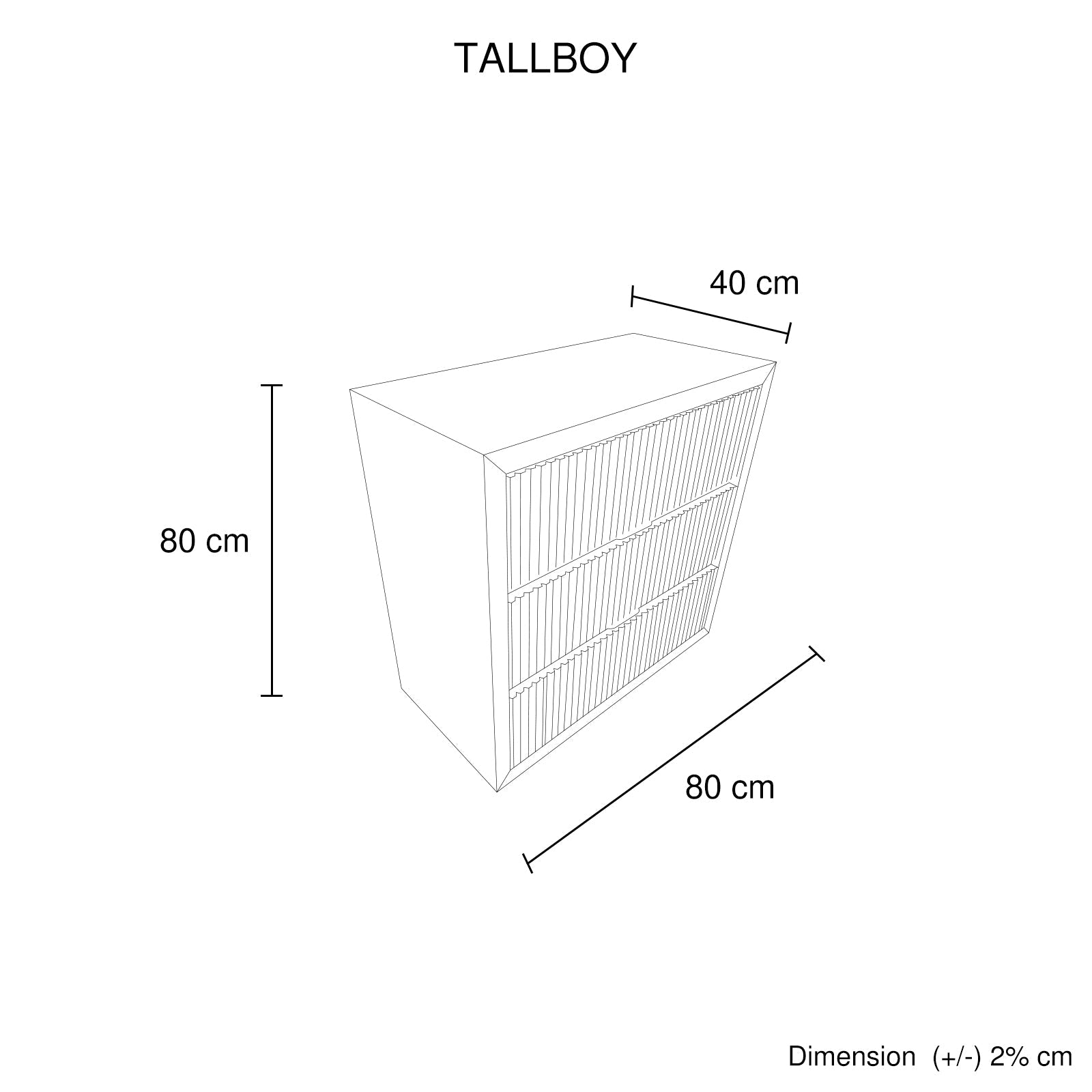 Tallboy MDF Brown Colour Waveform Design Three Drawers V43-TBY-TOBY